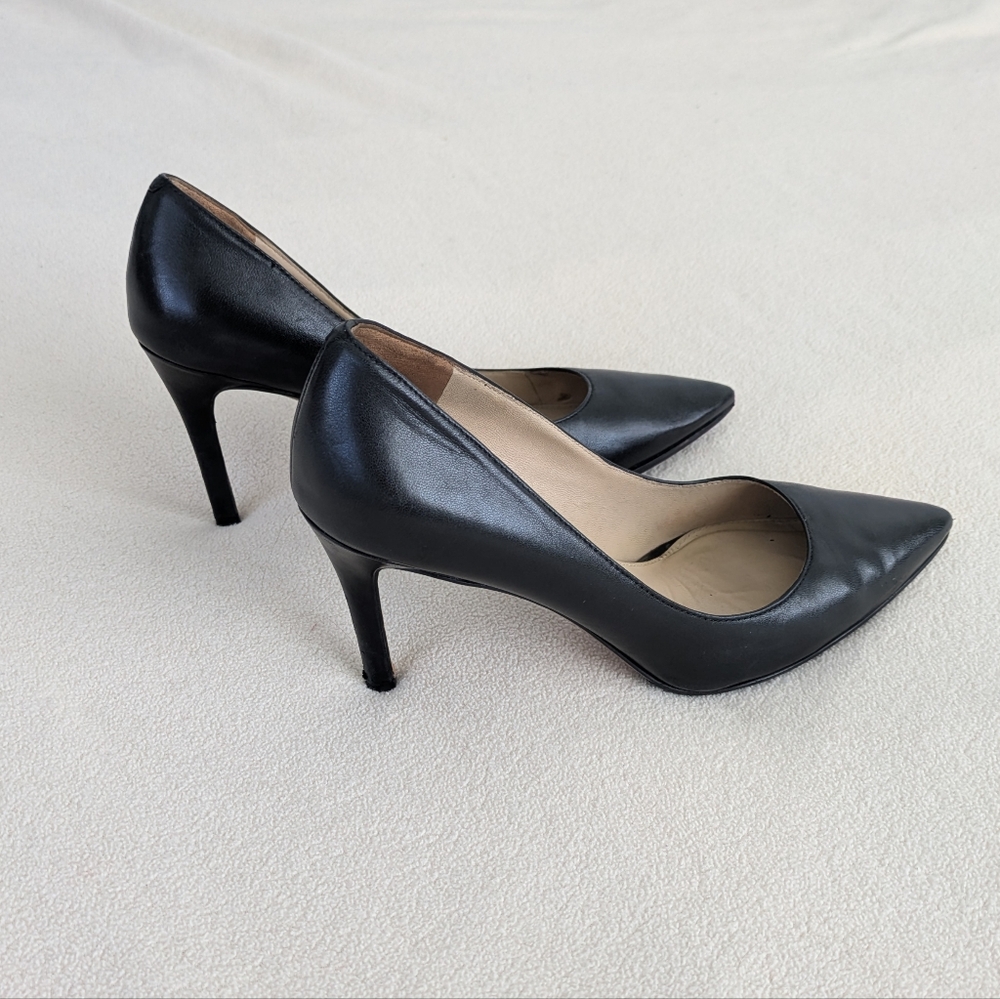 Via Spiga Geniune Leather Classy Black Leather Heels, Size 7.5